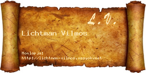 Lichtman Vilmos névjegykártya